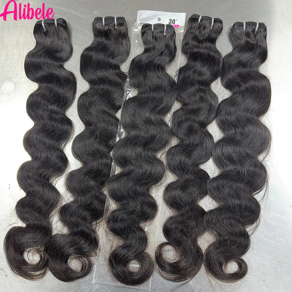 Alibele 12A Grade Body Wave Bundle Deals Malaysia Virgin Hair Weave Bundles Water Wave Bundles Wholesale Bundles Natural Color