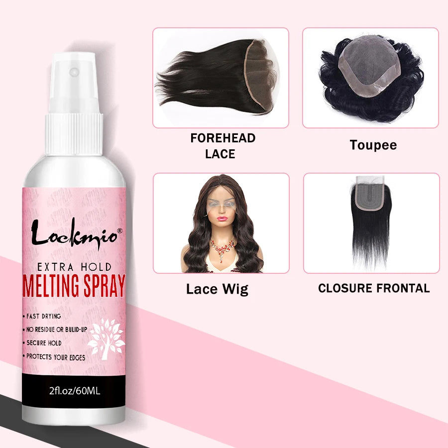 LOCKMIO 60ML Fast Dry Melting Spray Lace Glue Adhesive Long Lasting Hold Wig Mesh Adhesive Cosplay Wig Installation Fixing Agent