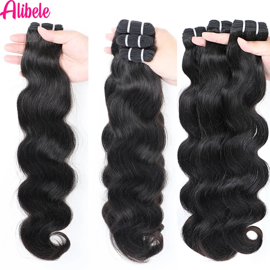 Alibele 12A Grade Body Wave Bundle Deals Malaysia Virgin Hair Weave Bundles Water Wave Bundles Wholesale Bundles Natural Color
